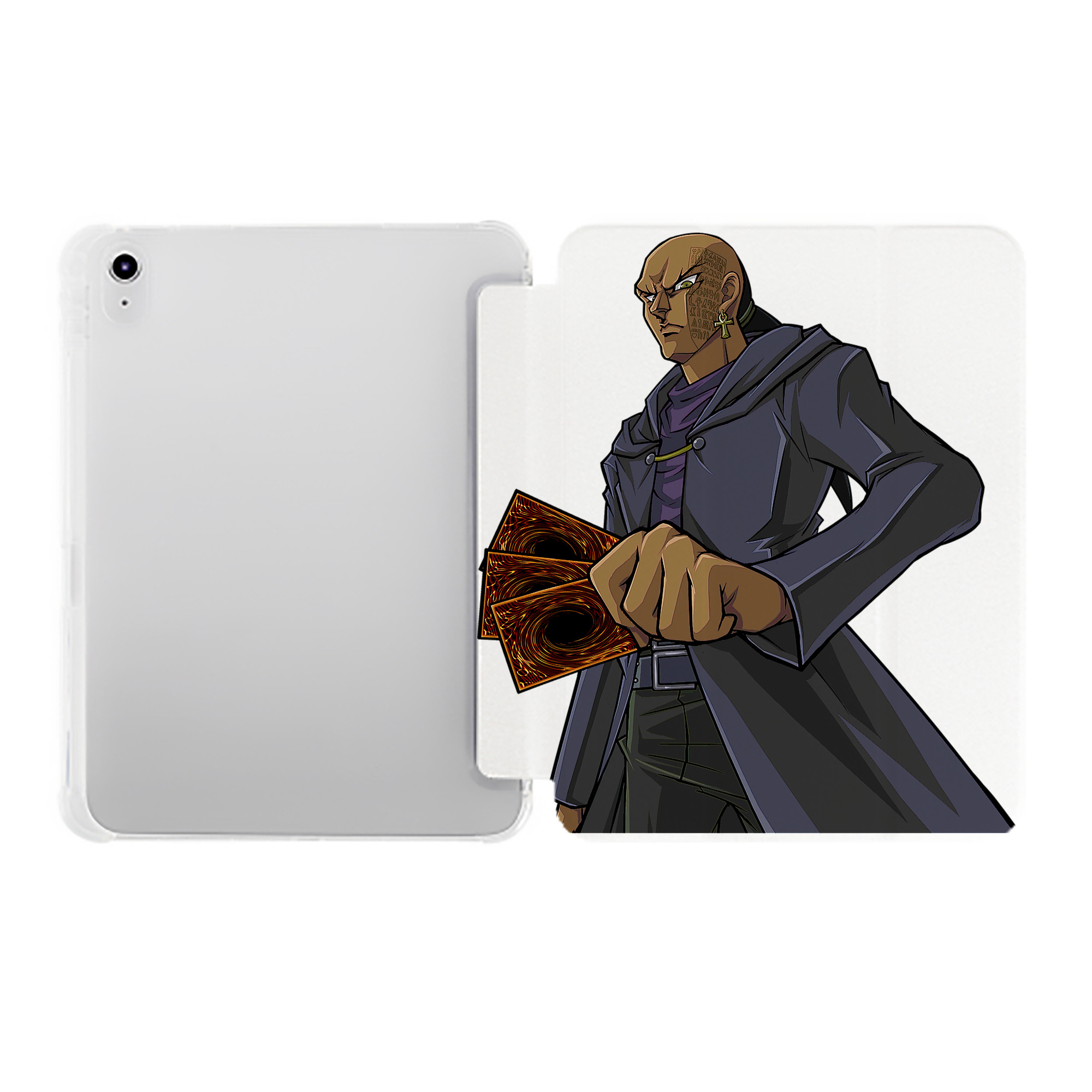 （画像用） 遊☆戯☆王 Yu-Gi-Oh! IPad ケース ペン収納付き 三つ折りスタンド PUレザー×シリコン 対応機種9.5/10.5/10.9インチ
